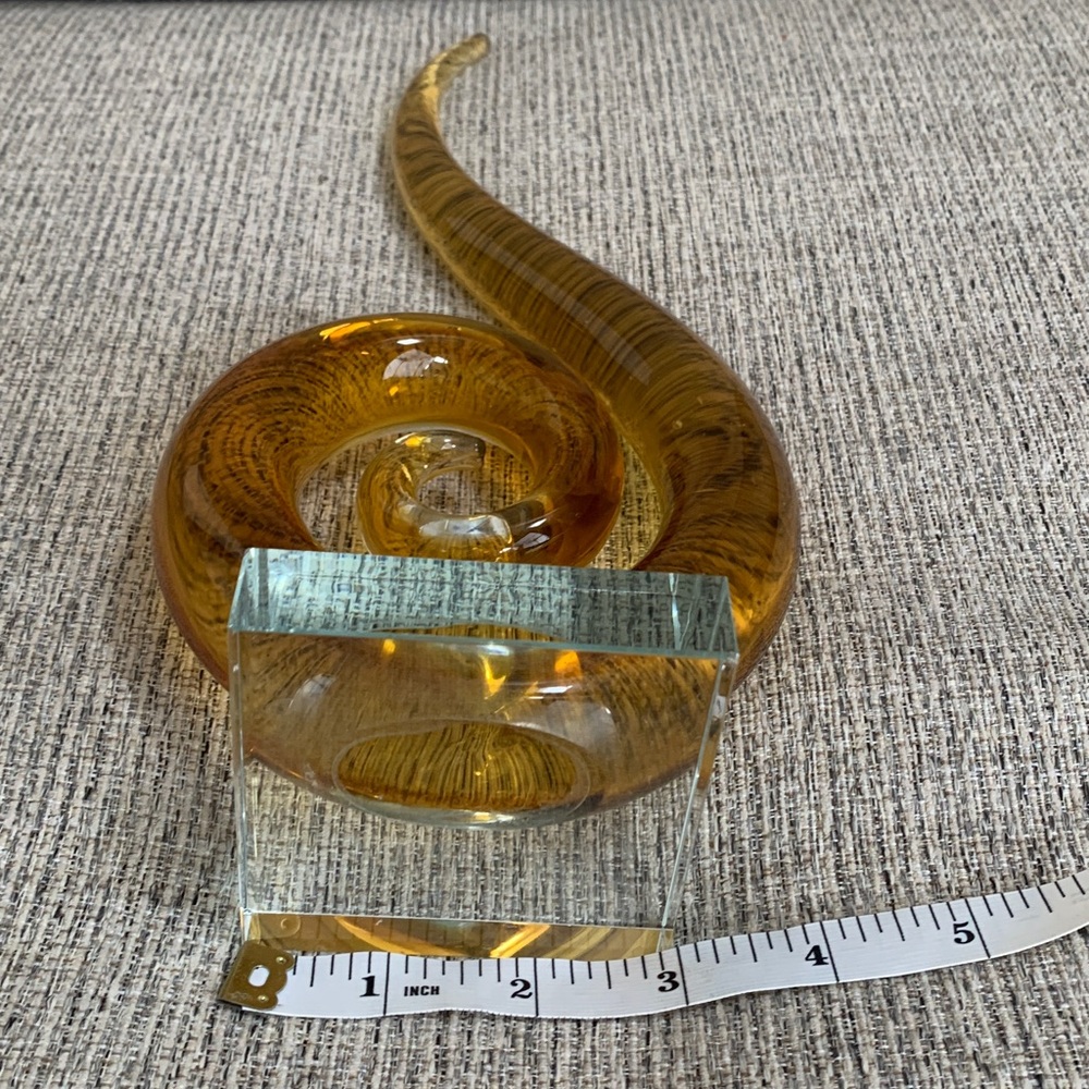Love Knot Murano Style Hand Made Blown Abstract Art Sculpture Elegant Gold Glass - Picture 5 of 17